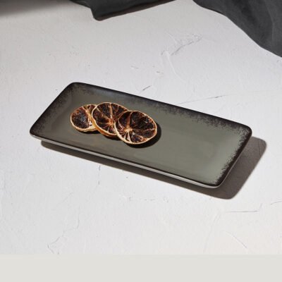 ESTIA ΠΙΑΤΕΛΑ ΟΡΘΟΓΩΝΙΑ PEARL ΠΟΡΣΕΛΑΝΙΝΗ 21x10.5cm GREY