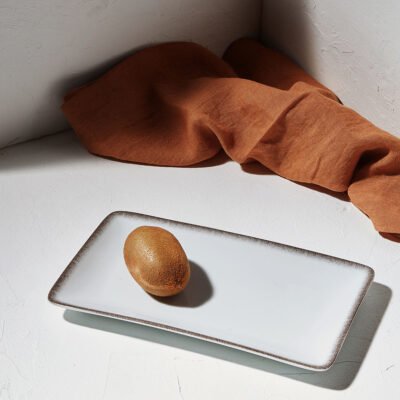 ESTIA ΠΙΑΤΕΛΑ ΟΡΘΟΓΩΝΙΑ PEARL ΠΟΡΣΕΛΑΝΙΝΗ 27x16cm WHITE