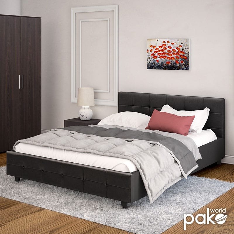 Κρεβάτι Roi διπλό 160x200 PU μαύρο ματ + αποθηκευτικό χώρο - Image 2