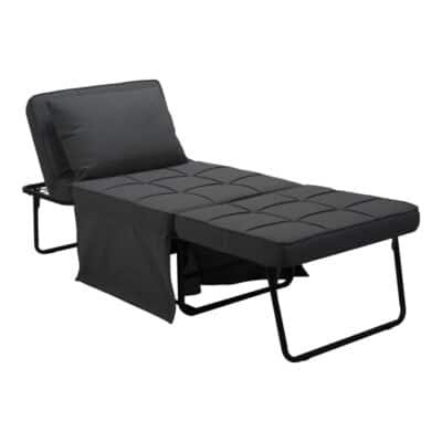 Πολυθρόνα-κρεβάτι Grejio ύφασμα σε ανθρακί απόχρωση κα πόδι μαύρο μέταλλο 70x70x45εκ