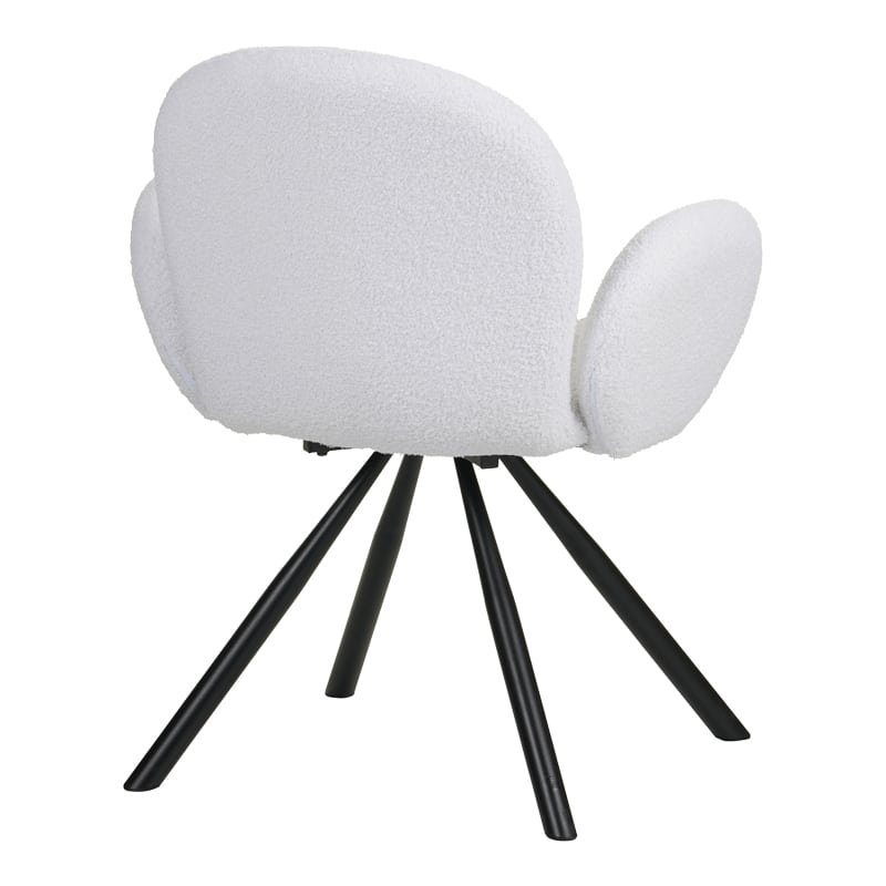 Πολυθρόνα Garzele Inart λευκό μπουκλέ ύφασμα-πόδι μαύρο μέταλλο 68x66x82.5εκ - Image 2