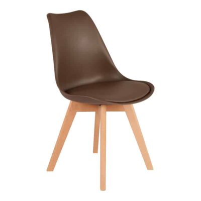 Καρέκλα Gaston PP-PU καφέ απόχρωση- φυσικό πόδι 43x51x75εκ