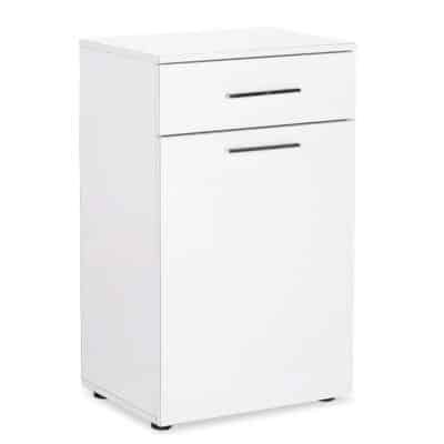 Ντουλάπι μπάνιου Chad με καλάθι απλύτων λευκό gloss 52x38x83εκ