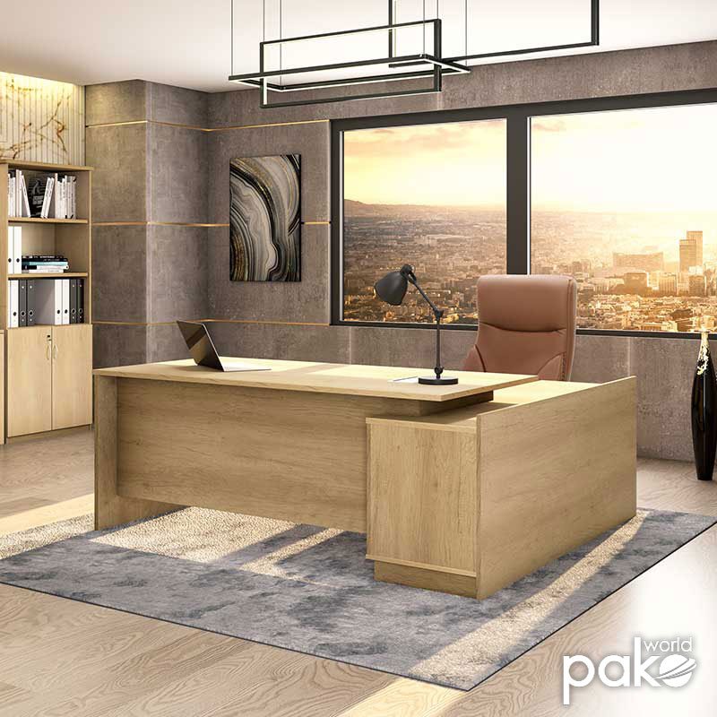 Γραφείο εργασίας επαγγελματικό Amazon αριστερή γωνία χρώμα sonoma 180x160x76εκ - Image 2