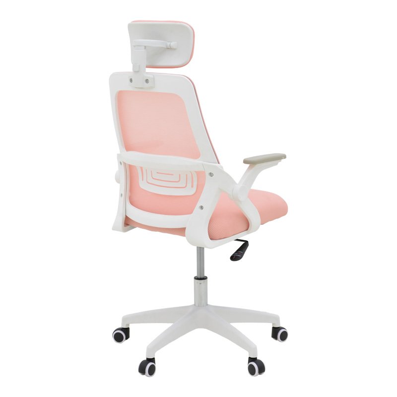 Καρέκλα γραφείου Peja mesh ύφασμα ροζ-σκελετός λευκό 58x60x107-117εκ - Image 2