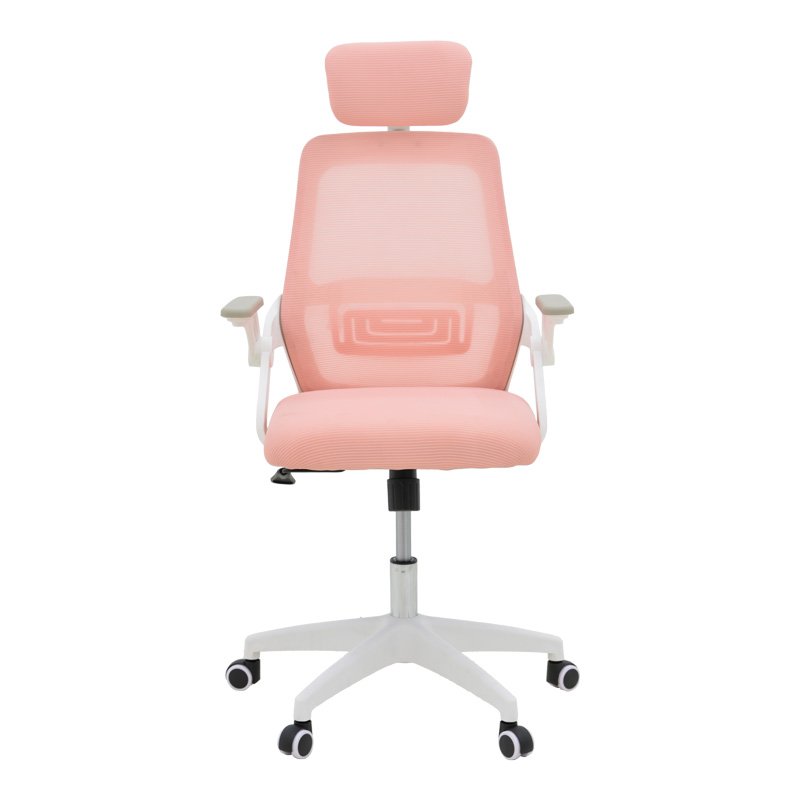 Καρέκλα γραφείου Peja mesh ύφασμα ροζ-σκελετός λευκό 58x60x107-117εκ - Image 4