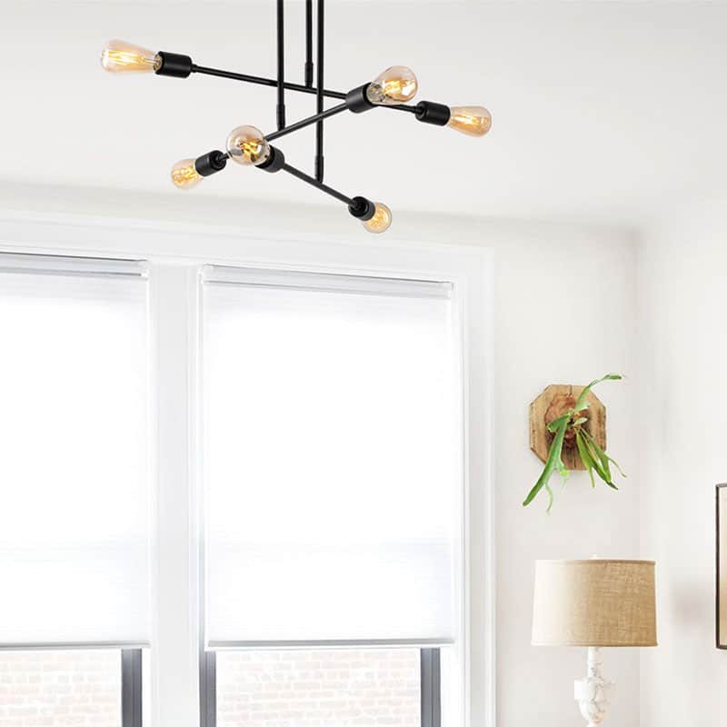 Φωτιστικό οροφής εξάφωτο PWL-0102 Ε27 μαύρο Φ75x50εκ - Image 2