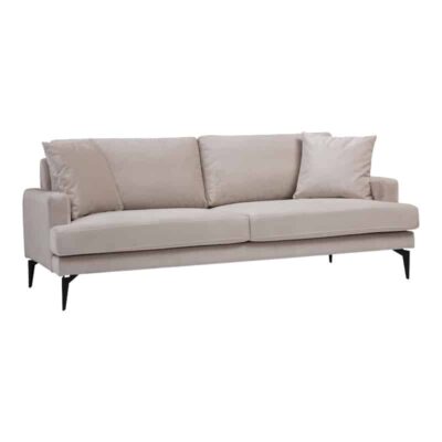 Καναπές 2θέσιος Fortune βελούδο μπεζ-μαύρο 175x90x88εκ