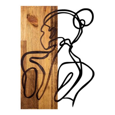 Διακοσμητικό τοίχου Womanel ξύλο πεύκου σε φυσική απόχρωση με μαύρο μέταλλο 35x3x50εκ