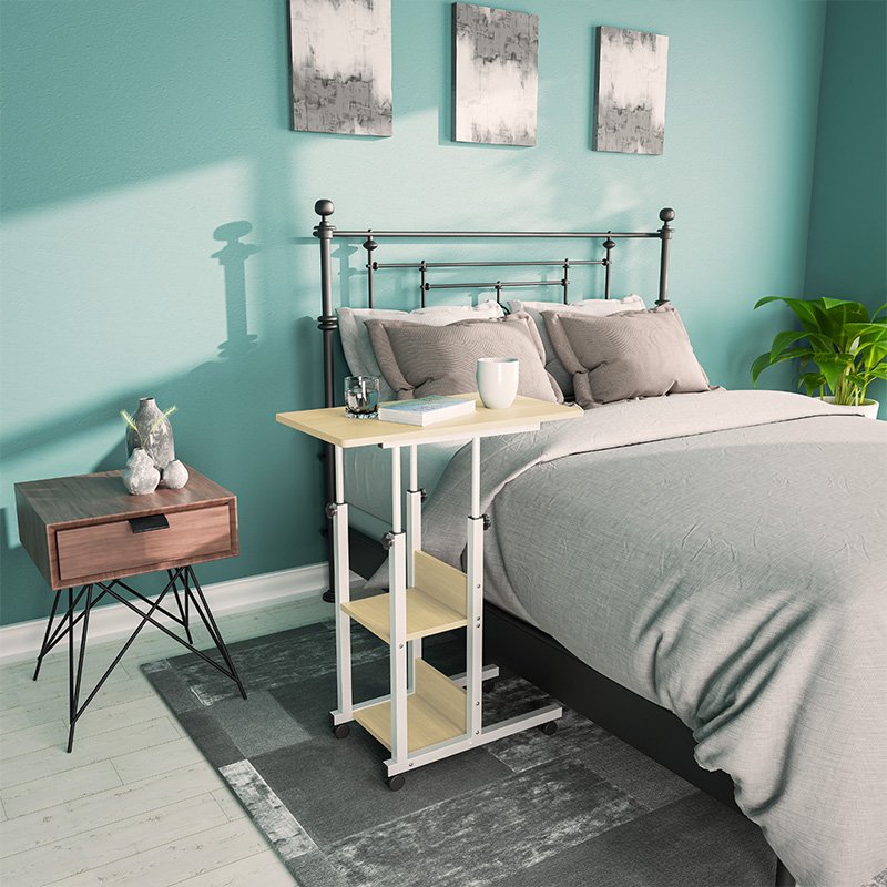 Βοηθητικό τραπέζι Babs τροχήλατο λευκό-φυσικό 60x40x86εκ - Image 2