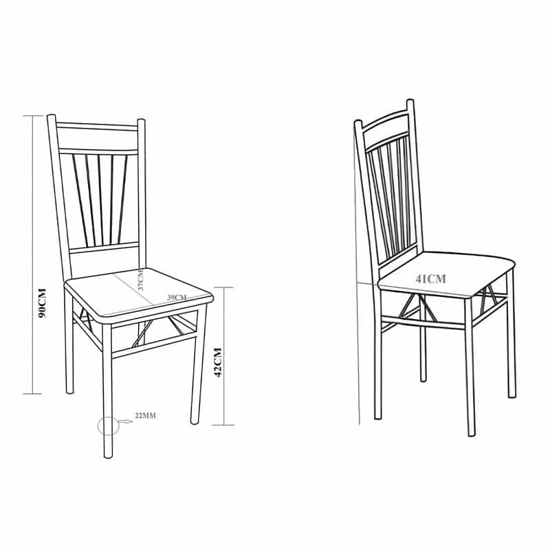 Τραπεζαρία Roza I σετ 5τμχ mdf σε σκούρο καρυδί με μαύρα πόδια μέταλλο 110x68x75εκ - Image 2