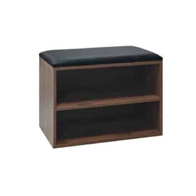 Παπουτσοθήκη-Σκαμπό Kiana 4 ζεύγων με μαξιλάρι σε καρυδί απόχρωση 60x32x44εκ