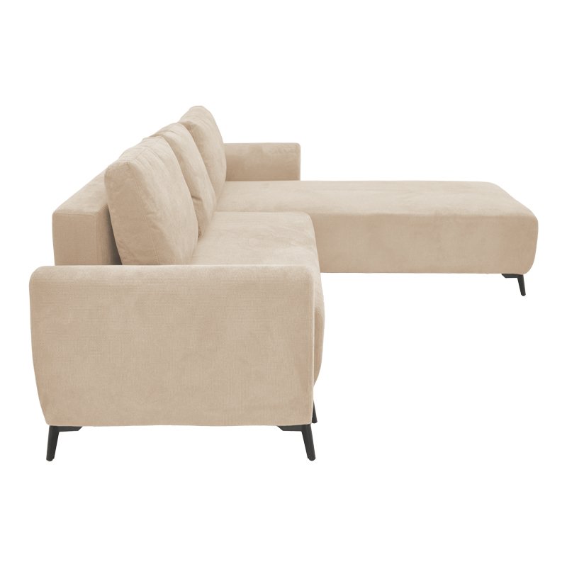 Kαναπές κρεβάτι τριθέσιος αναστρέψιμος Settee ύφασμα με αποθηκευτικό χώρο σε μπεζ απόχρωση 286x204x93εκ - Image 4