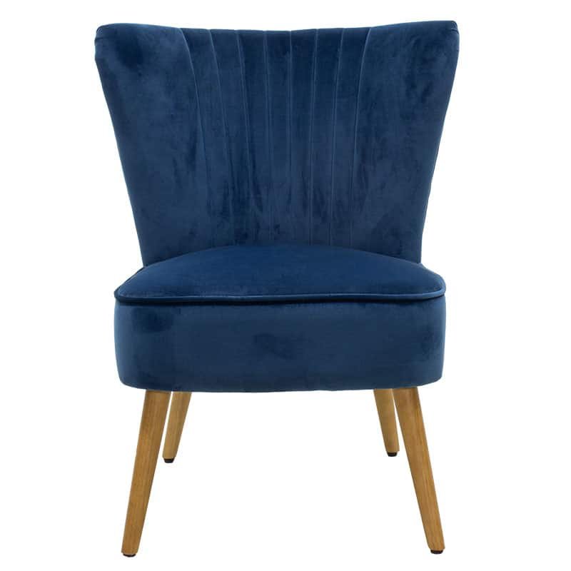 Πολυθρόνα Stork βελούδο σκούρο μπλε-φυσικό 68x54x78εκ - Image 4