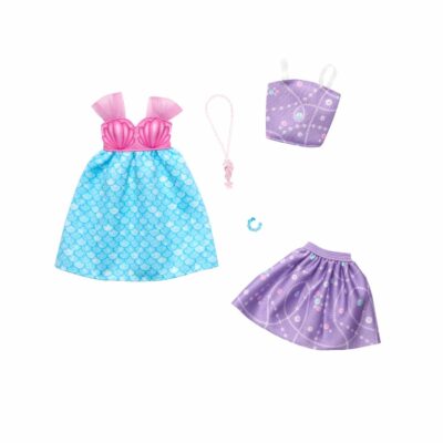 Μattel Barbie: Fashions 2-Pack Clothing Set - Mermaid Dress, Purple Set & Accessories (HRH44)