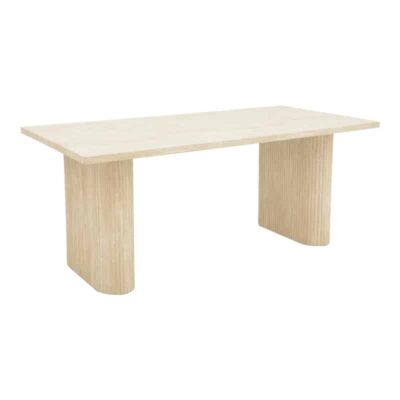 Τραπέζι Loozir mdf σε λευκή όψη τραβερτίνας 180x90x75εκ