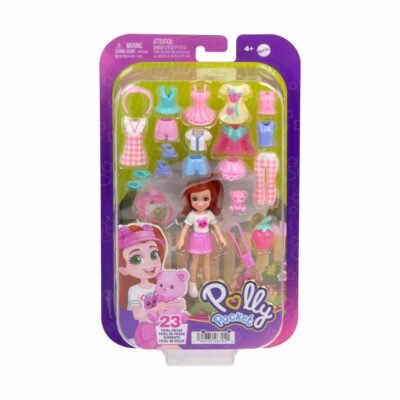 Mattel Polly Pocket: Medium Pack - Strawberry Fashion Doll with Pet (JCB22)
