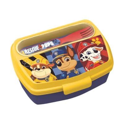 Stor: Paw Patrol Boy Rescue Pups - Funny Sandwich Box With Cutlery (81609)