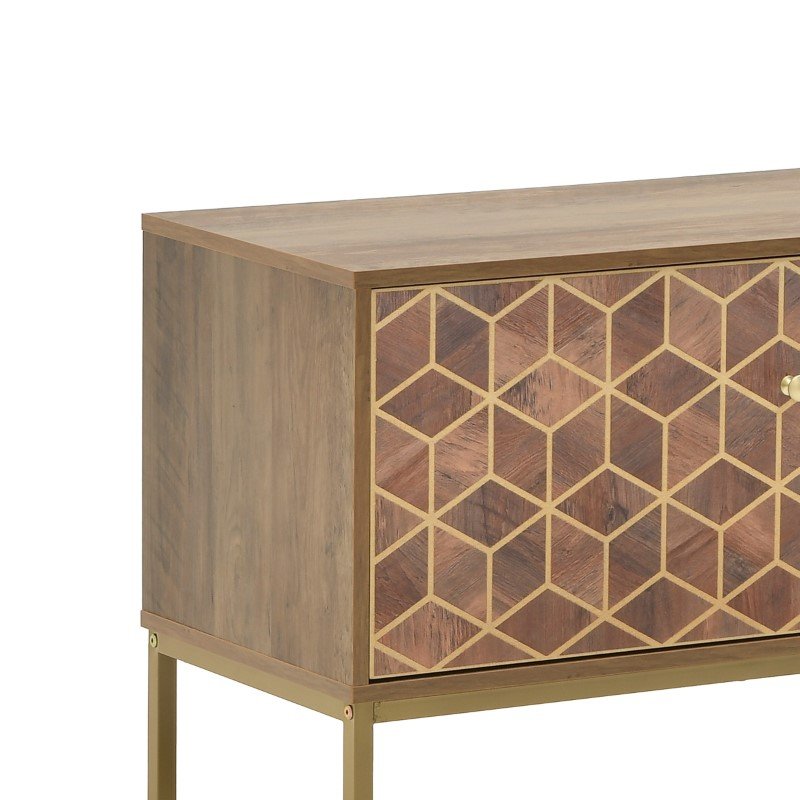 Έπιπλο τηλεόρασης Brilo Inart καφέ-χρυσό ξύλο 145x39x55εκ - Image 2