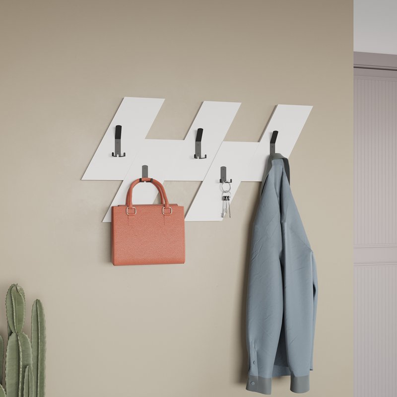 Κρεμάστρα τοίχου Livy λευκό μελαμίνης 75.2x1.8x45.3εκ - Image 2