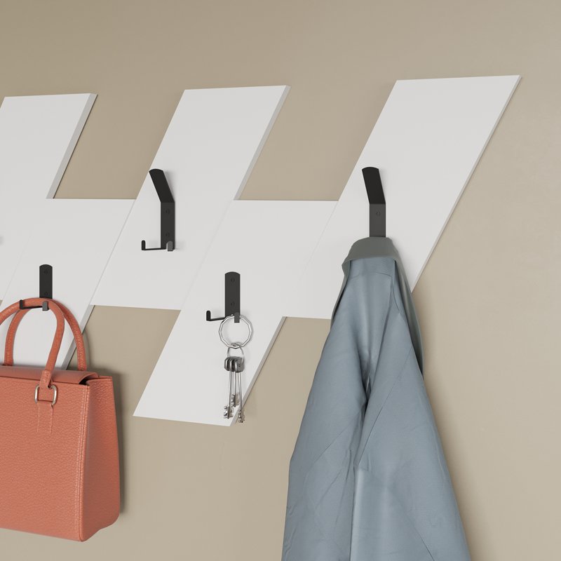 Κρεμάστρα τοίχου Livy λευκό μελαμίνης 75.2x1.8x45.3εκ - Image 3