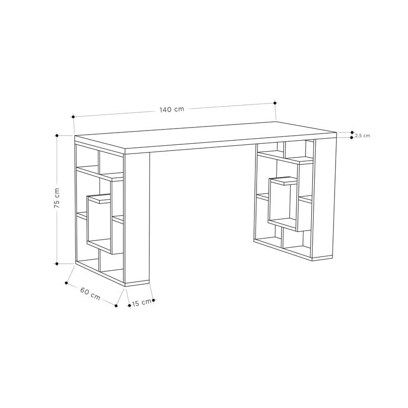 Γραφείο Labirent χρώμα λευκό-μόκα 140x60x75εκ - Image 4