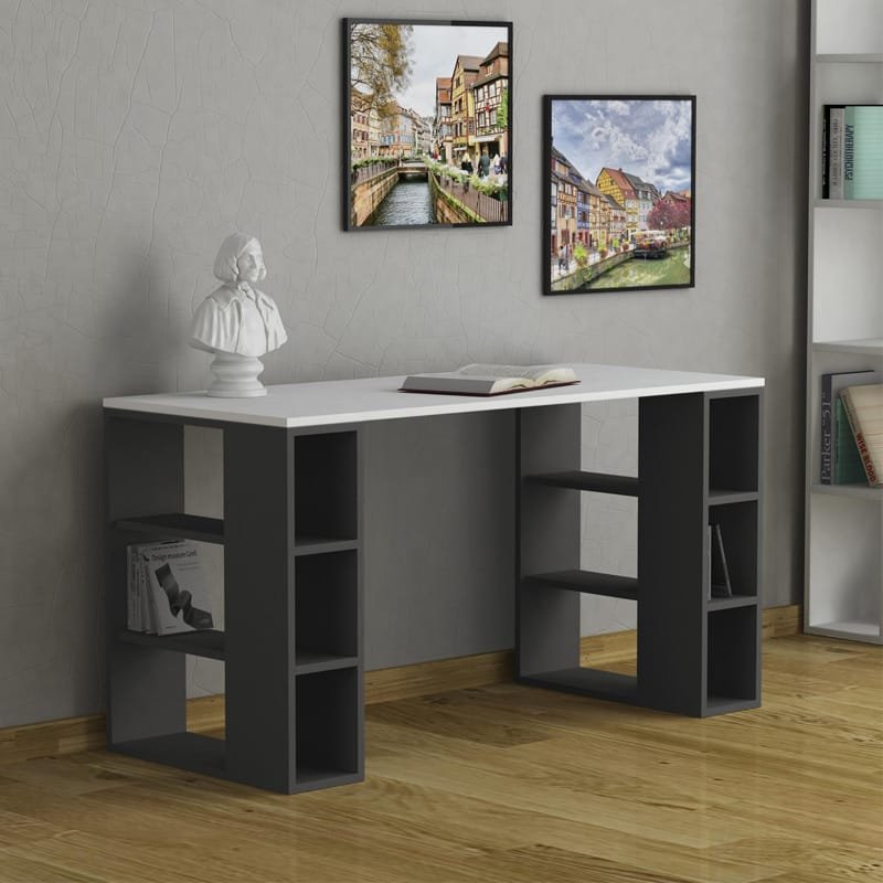 Γραφείο Colmar σε λευκή-ανθρακί απόχρωση 140x60x75εκ - Image 2