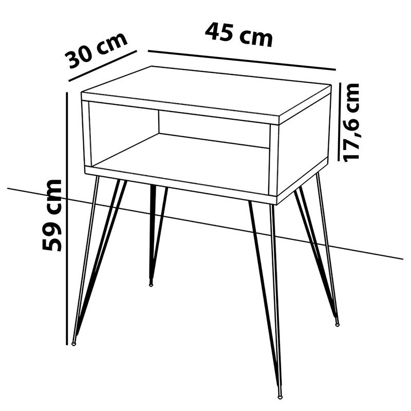 Κομοδίνο Naida φυσικό-μαύρο 45x30x59εκ - Image 4