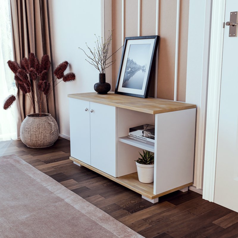 Έπιπλο εισόδου Deril λευκό-sonoma 90x33x52.5εκ - Image 2