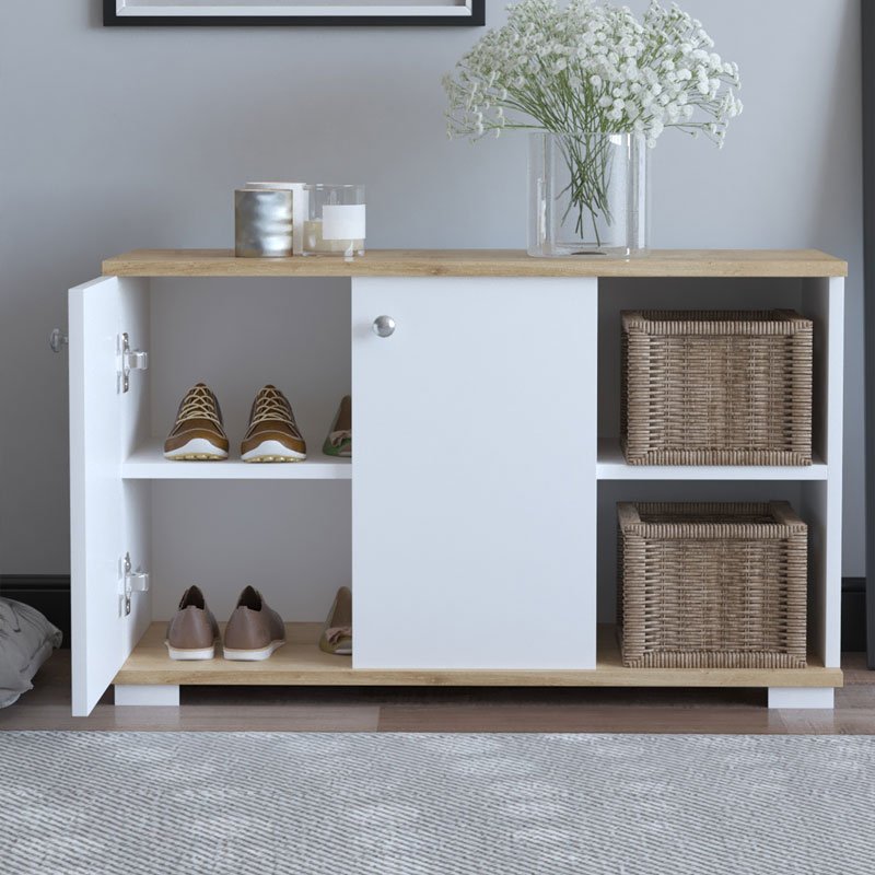 Έπιπλο εισόδου Deril λευκό-sonoma 90x33x52.5εκ - Image 3