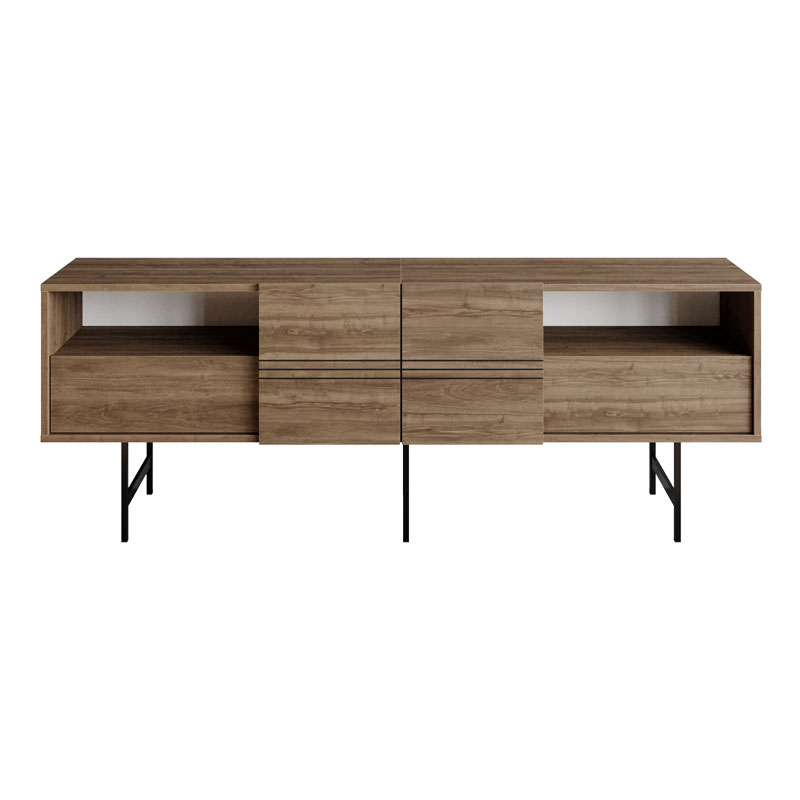 Έπιπλο τηλεόρασης Kevan καρυδί-μαύρο πόδι 180x35x65εκ