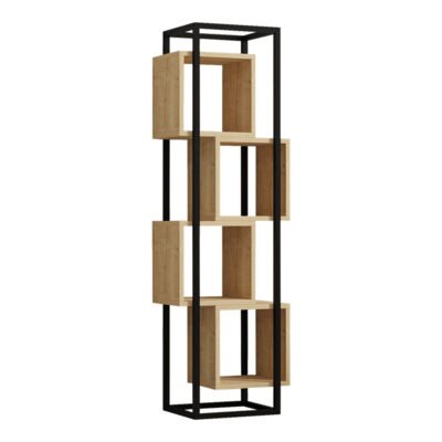 Βιβλιοθήκη Gridur σε SONOMA απόχρωση με μαύρο μεταλλικό σκελετό 44x29x140εκ