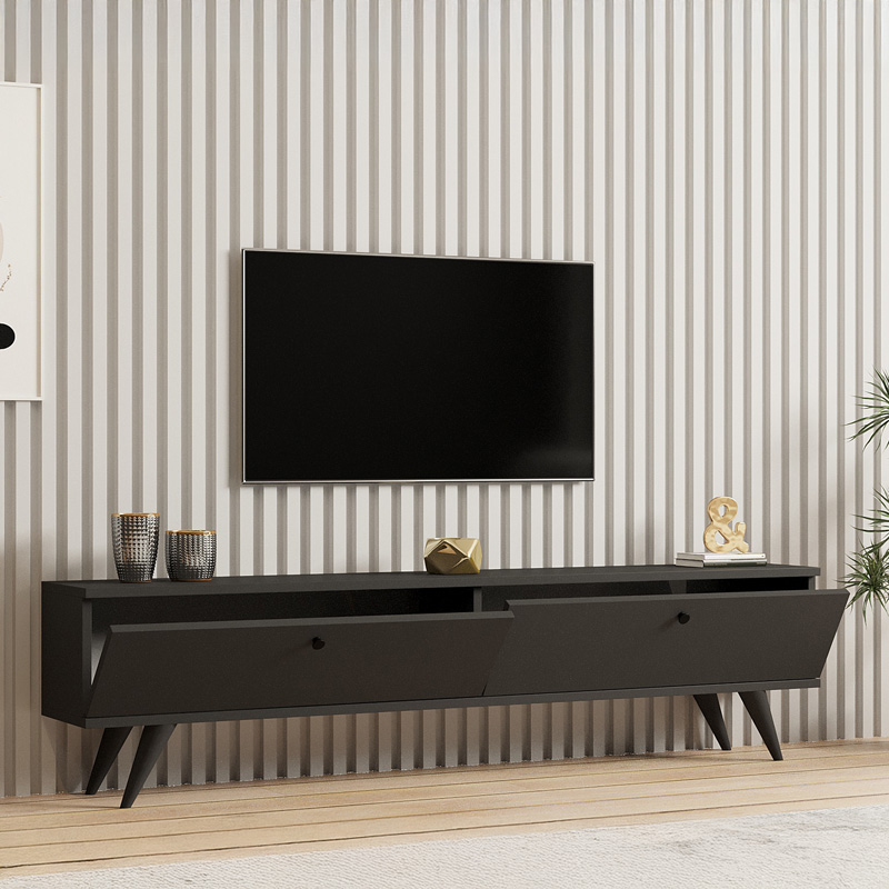 Έπιπλο τηλεόρασης Jate σε ανθρακί απόχρωση 160x25x40εκ - Image 3
