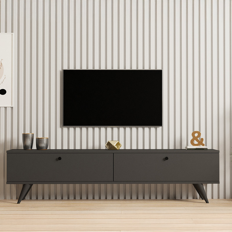 Έπιπλο τηλεόρασης Jate σε ανθρακί απόχρωση 160x25x40εκ - Image 4