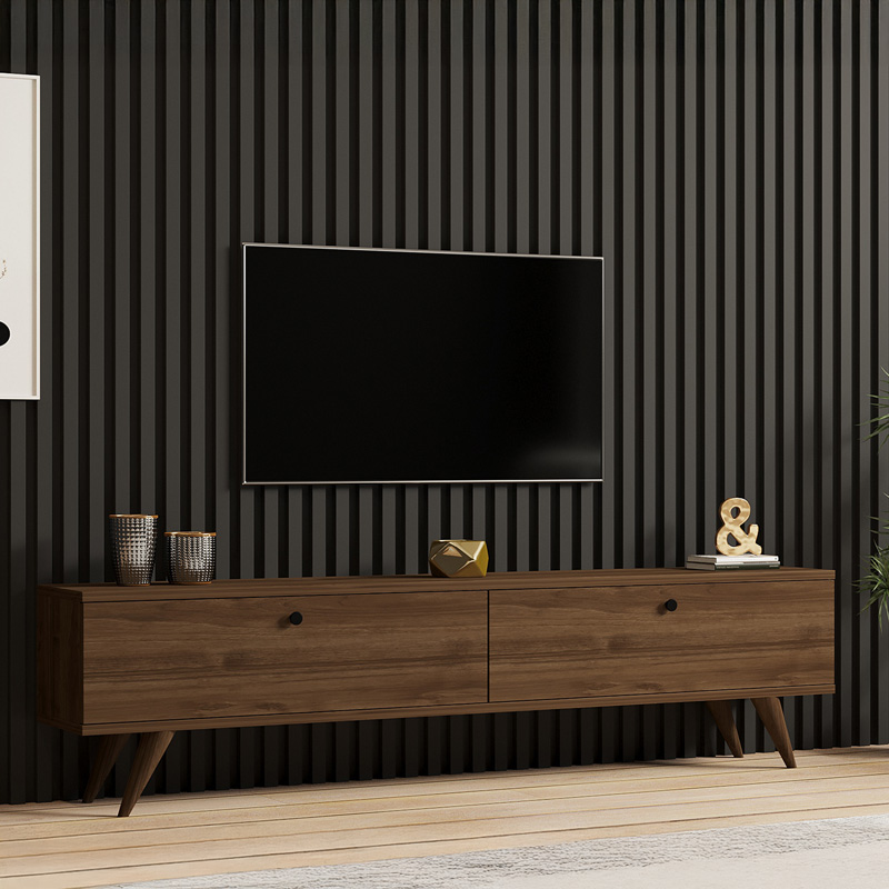 Έπιπλο τηλεόρασης Jate σε καρυδί απόχρωση 160x25x40εκ - Image 2