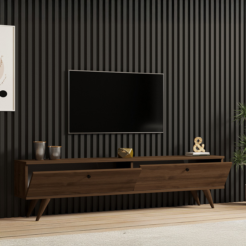 Έπιπλο τηλεόρασης Jate σε καρυδί απόχρωση 160x25x40εκ - Image 3
