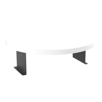 Βοηθητικό τραπεζάκι Linea σε λευκή απόχρωση με μαύρα μεταλλικά πόδια Φ35,5x5εκ