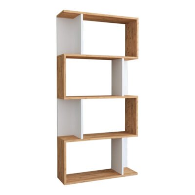 Βιβλιοθήκη Kadu σε sonoma-λευκή  απόχρωση  72x22x147εκ