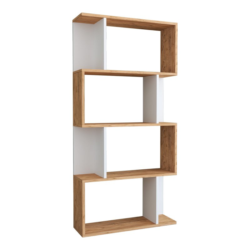 Βιβλιοθήκη Kadu σε sonoma-λευκή απόχρωση 72x22x147εκ