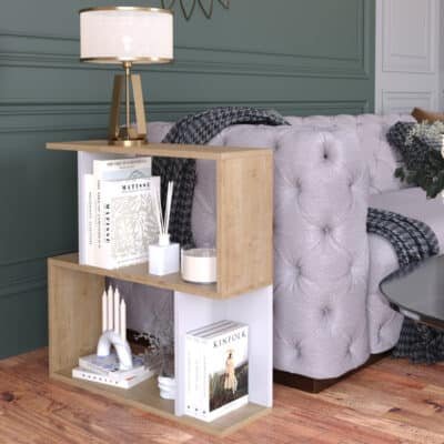 Βιβλιοθήκη-Ραφιέρα δαπέδου Kadu σε SONOMA-λευκό απόχρωση  72x22x71εκ