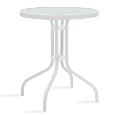 Τραπέζι Watson μέταλλο λευκό-γυαλί Φ60x70εκ