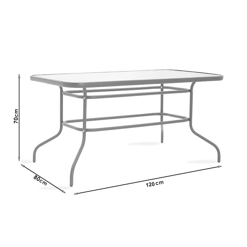 Τραπέζι Valor μέταλλο λευκό-γυαλί 120x70x70εκ - Image 4