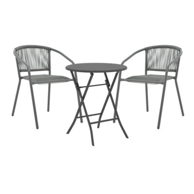 Τραπεζαρία Albero-Lindaria 3τεμ πτυσσόμενο μέταλλο σε ανθρακί απόχρωση Φ60x70εκ