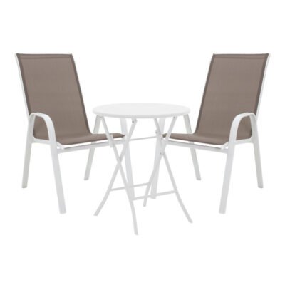 Τραπεζαρία Albero-Calan 3τεμ μέταλλο σε λευκή απόχρωση Φ60x70εκ