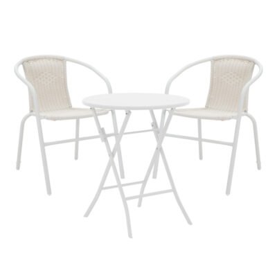 Τραπεζαρία Albero-Obbi 3τεμ μέταλλο σε λευκή απόχρωση Φ60x70εκ