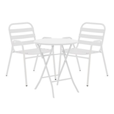 Τραπεζαρία Albero-Sussie 3τεμ μέταλλο σε λευκή απόχρωση Φ60x70εκ