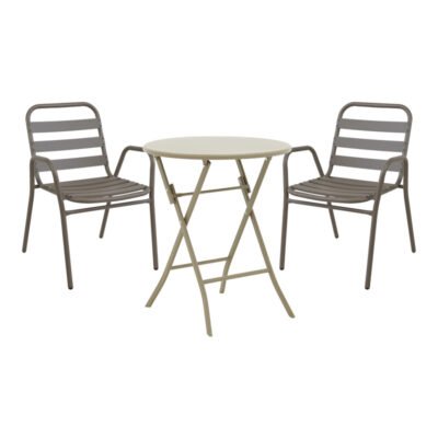 Τραπεζαρία Albero-Sussie 3τεμ μέταλλο σε σαμπανιζέ απόχρωση Φ60x70εκ