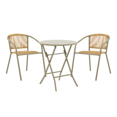 Τραπεζαρία Albero-Lindaria 3τεμ μέταλλο σε σαμπανιζε απόχρωση Φ60x70εκ