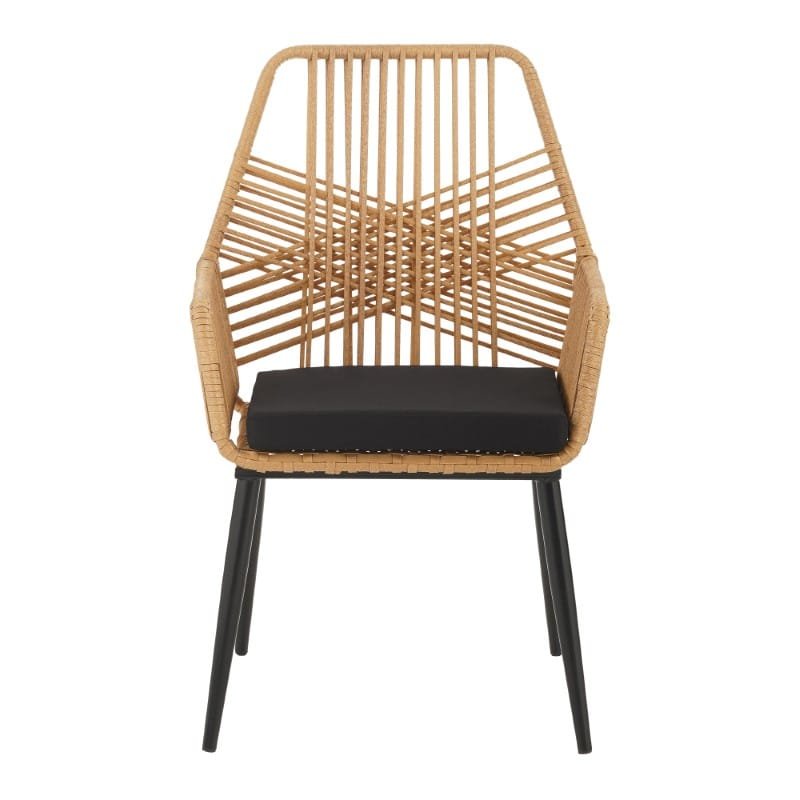 Πολυθρόνα Tanish rattan φυσικό-πόδι μαύρο μέταλλο 58x58.5x87εκ - Image 3
