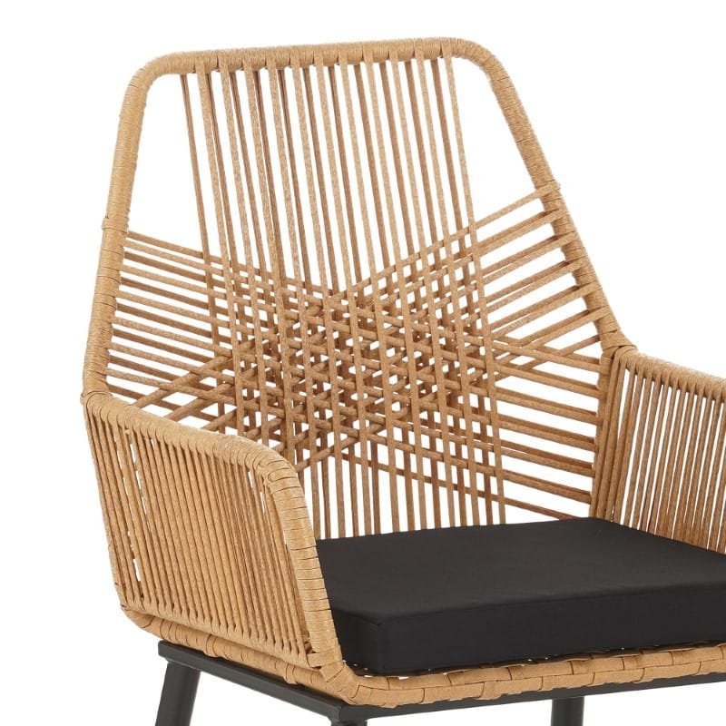 Πολυθρόνα Tanish rattan φυσικό-πόδι μαύρο μέταλλο 58x58.5x87εκ - Image 4